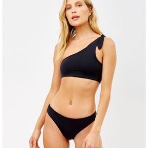 Frankie's Bikinis Eco Taylor one‎ shoulder Bikini Top Black XS